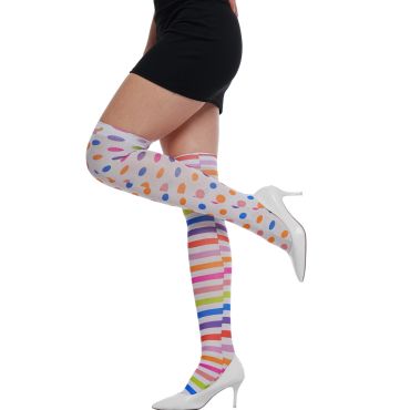Bas Clown Multicolores à Pois et Rayures pour déguisement festif et coloré | jourdefete.com