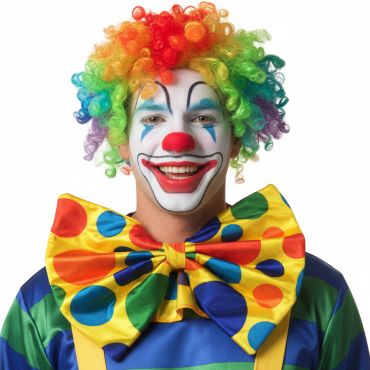 Grand nœud papillon jaune à pois multicolores de clown | jourdefete.com