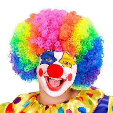 Perruque clown bouclée multicolore pour enfant joyeux | jourdefete.com