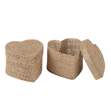 Boîtes en jute en forme de cœur, emballage chic et naturel | jourdefete.com