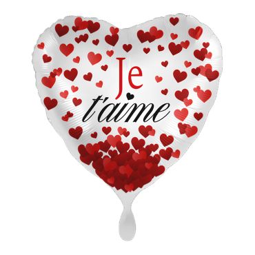 Ballon cœur Je t’aime rouge et blanc Saint-Valentin | jourdefete.com