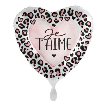 Ballon cœur motif léopard rose “Je t’aime” Saint-Valentin | jourdefete.com