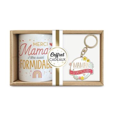Un coffret composé d'un mug et d'un porte-clé pour votre maman d'amour | jourdefete.com