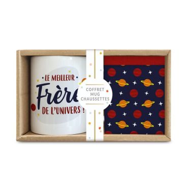 Un coffret composé d'un mug et d'une paire de chaussettes pour votre frérot | jourdefete.com