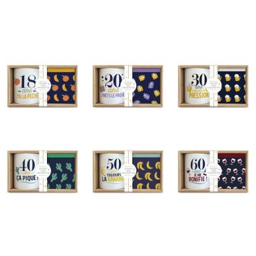 Un coffret composé d'un mug et d'une paire de chaussettes pour votre proche qui fête son anniversaire | jourdefete.com