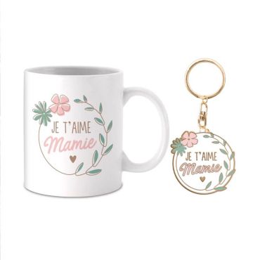 Coffret Cadeau Mug et Porte-clés - Je t'aime Mamie | jourdefete.com