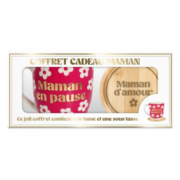 Coffret tasse et sous-tasse “Maman en pause” pour la fête des mères | jourdefete.com