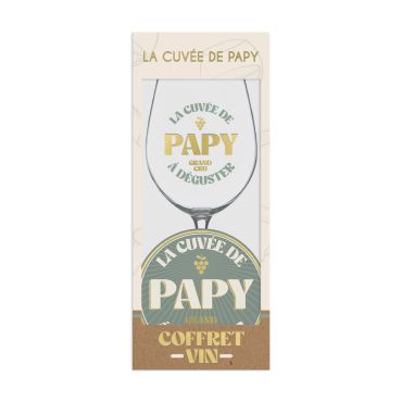 Coffret vin avec verre personnalisé pour papy – La cuvée de Papy | jourdefete.com