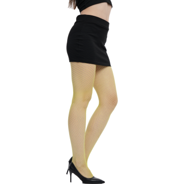 Collants résille jaune fluo pour déguisements et soirées festives | jourdefete.com