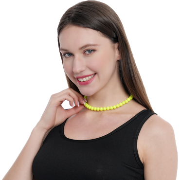 Collier de perles jaune fluo pour tenues de fête ou déguisements | jourdefete.com