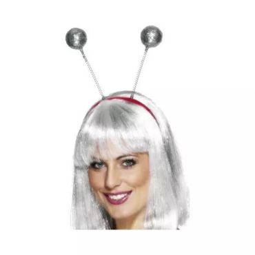 Serre-tête à Antennes - Boules à Paillettes en Argent | jourdefete.com