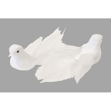 Colombes sur pince avec plumes irisées | jourdefete.com