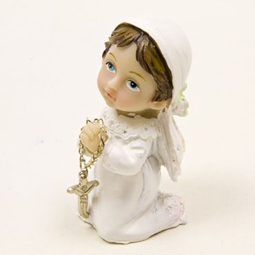 Figurine de Communion : Communiante à genou