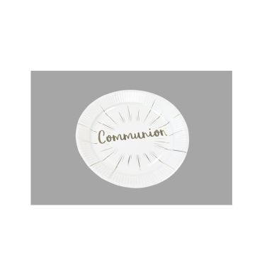 6 Petites Assiettes en Carton - Communion - Argent | JOURDEFETE.COM
