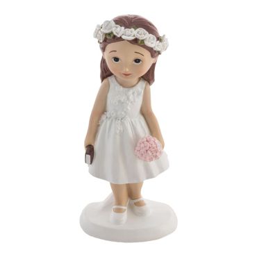 Posez sur votre table cette splendide figurine de communiante avec bouquet et bible lors de la communion de votre fille | jourdefete.com
