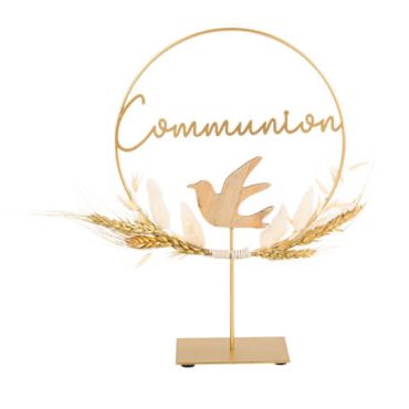 Décoration "communion" sur pied de couleur or | jourdefete.com