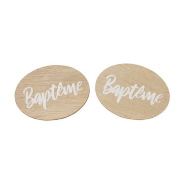 6 décorations de table à parsemer en bois naturel - Baptême | jourdefete.com