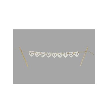 cake topper décoration sur gâteau Communion blanc et argent | jourdefete.com
