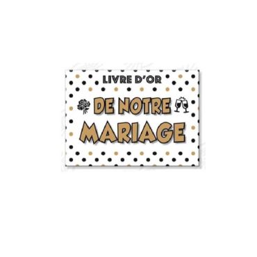 Livre d'or de notre mariage, blanc, noir & or.
