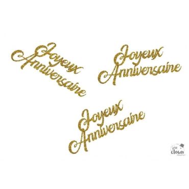 30 confettis de table à paillettes "Joyeux Anniversaire" - Couleur Or | jourdefete.com