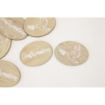 Confettis en bois "Confirmation" et motif colombe pour décoration de table | jourdefete.com Confettis en bois "Confirmation" et motif colombe pour décoration de table | jourdefete.com