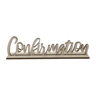 Décoration en bois "Confirmation" sur socle pour table de cérémonie | jourdefete.com