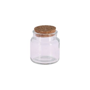 Contenant cylindrique en verre avec bouchon en liège pour cadeau invité | jourdefete.com