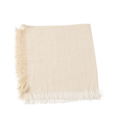 Serviettes en coton effiloché crème pour une table élégante | jourdefete.com