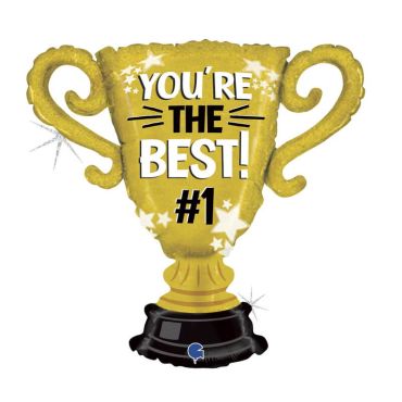 ballon aluminium scintillant coupe tu es le meilleur de 84 cm | jourdefete.com