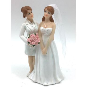 Figurine de couple de mariées femmes en résine | jourdefete.com