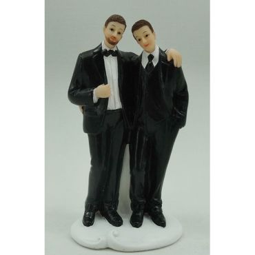Figurine de couple de mariés hommes en résine | jourdefete.com