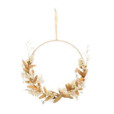 couronne de fleurs sechees couleur beige | jourdefete.com