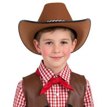 Chapeau cow-boy brun pour enfant | jourdefete.com