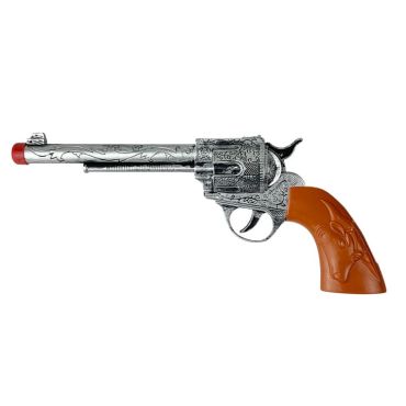 Pistolet de cowboy jouet 27 cm avec crosse marron | jourdefete.com