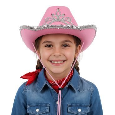 Chapeau Cowgirl Fille - Rose | jourdefete.com