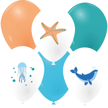Ballons animaux marins : étoile de mer, méduse, baleine | jourdefete.com