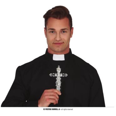 Collier avec croix argentée - 15 cm | jourdefete.com