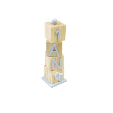 Cubes en bois empiles 1 an anniversaire | jourdefete.com
