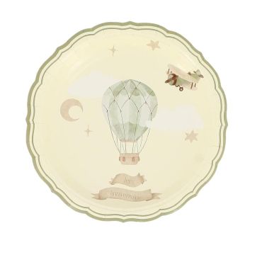 Assiettes 1er anniversaire thème montgolfière Ø23 cm | jourdefete.com