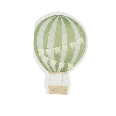 Serviettes montgolfière en papier vert amande pour déco de fête 1er anniversaire | jourdefete.com