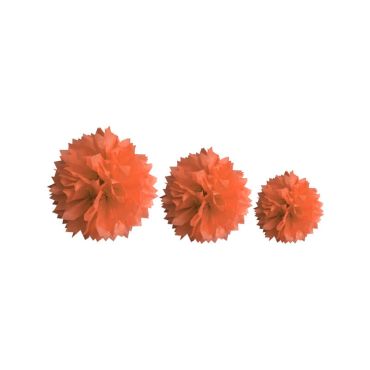 Décoration Pompon Corail - assortiment de 3 tailles