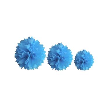 Décoration Pompon Turquoise - assortiment de 3 tailles Décoration Pompon Turquoise - assortiment de 3 tailles