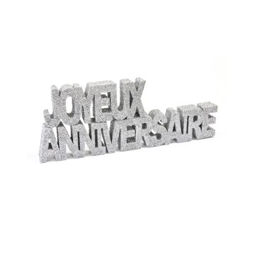 Décoration de Table "Joyeux Anniversaire" 30cm - Paillettes Argent