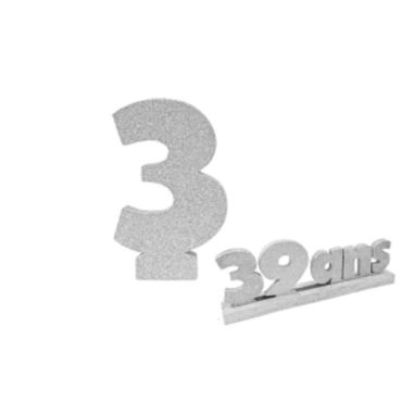 Chiffre 3 - Argent (12 cm)