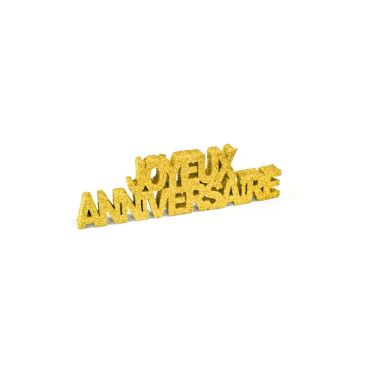 décoration Joyeux Anniversaire en paillettes couleur or