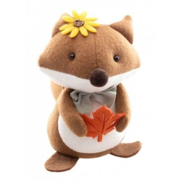 Un renard très mignon qui tend une feuille d'automne | jourdefete.com