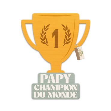Déco trophée en bois "Papy Champion du Monde" pour cadeau fête des grands-pères | jourdefete.com