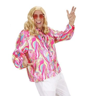 Déguisement Années 70 Chemise Psychédélique Rose - Taille au Choix