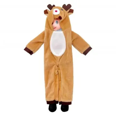 Un lutin farceur de Noël camouflé dans un déguisement de renne à sa taille | jourdefete.com