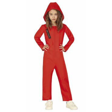 Déguisement enfant braqueur rouge avec capuche pour soirée costumée | jourdefete.com